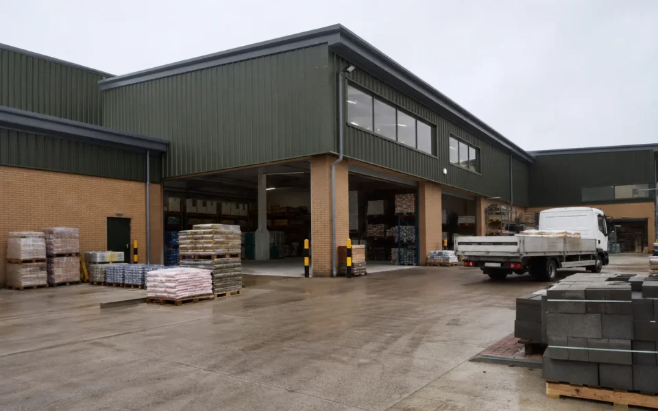 Modern UK builders merchant branch exterior