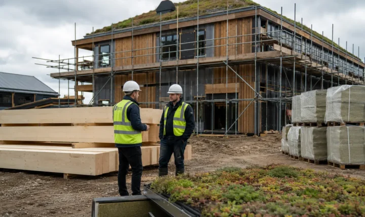 Low carbon commercial construction project using timber and insulation