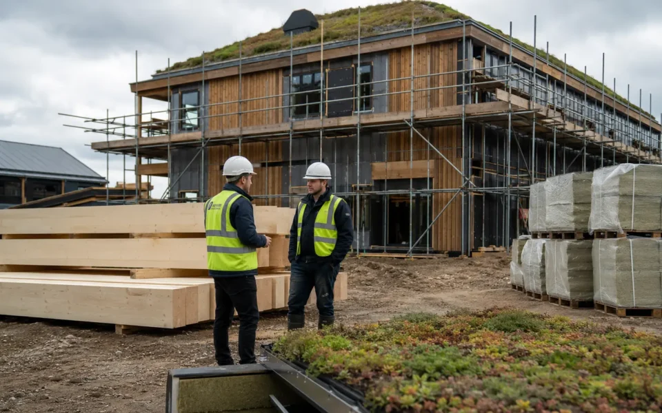 Low carbon commercial construction project using timber and insulation